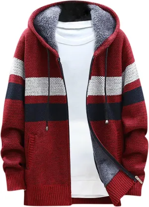 2024 Fashion Knitwear for Men's Sweater Coat Retro Lapel Button Plus Size Cable Knited Cardigan Henley Sweater
