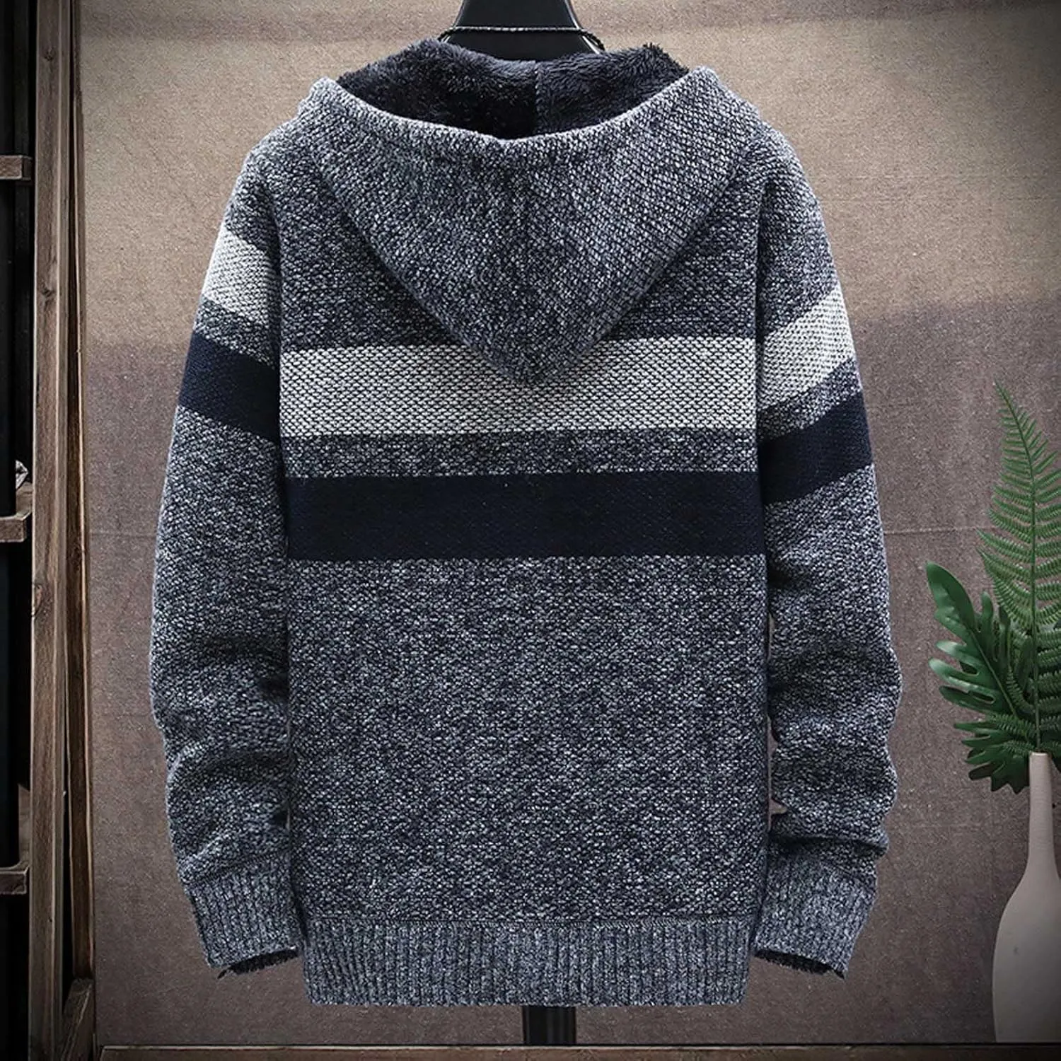 2024 Fashion Knitwear for Men's Sweater Coat Retro Lapel Button Plus Size Cable Knited Cardigan Henley Sweater