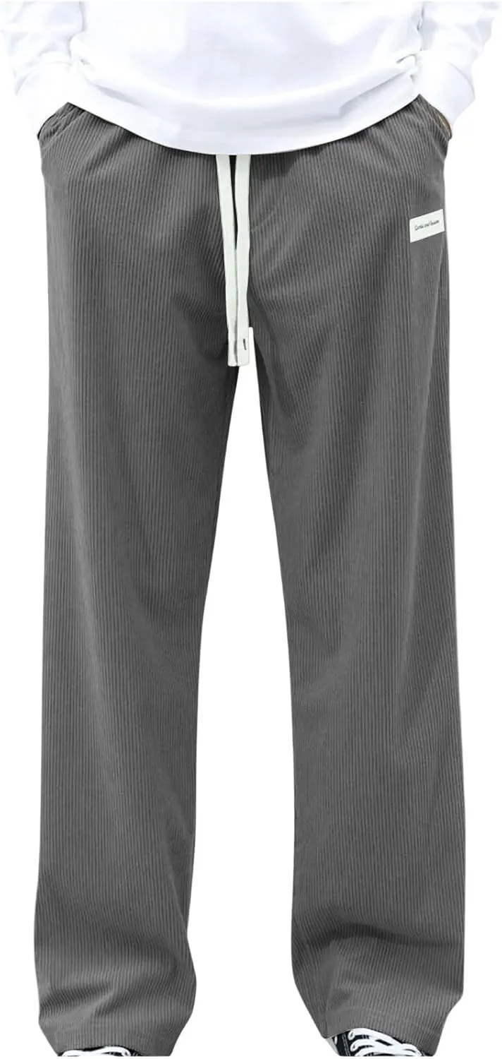2025 Men's American High Waist Wide Leg Corduroy Casual Sports Pants