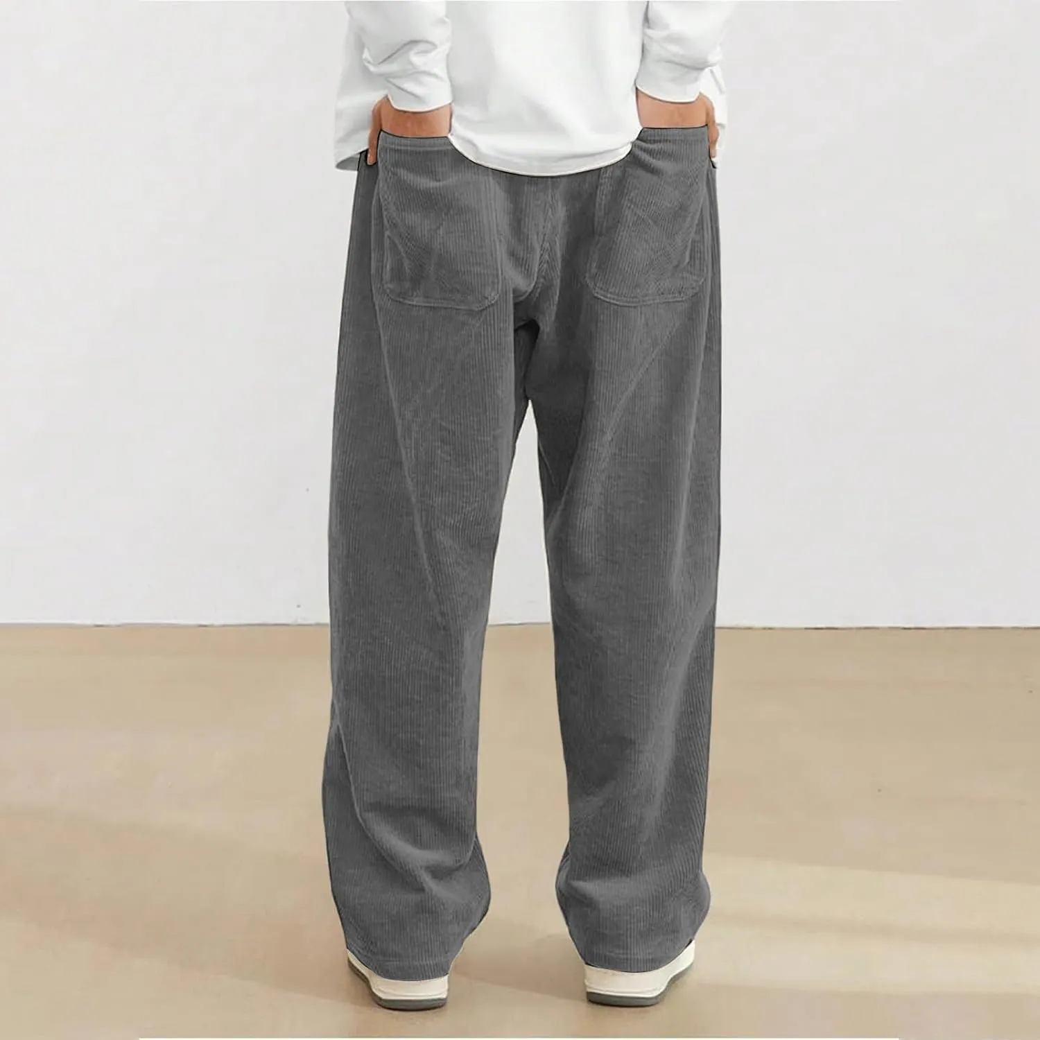 2025 Men's American High Waist Wide Leg Corduroy Casual Sports Pants