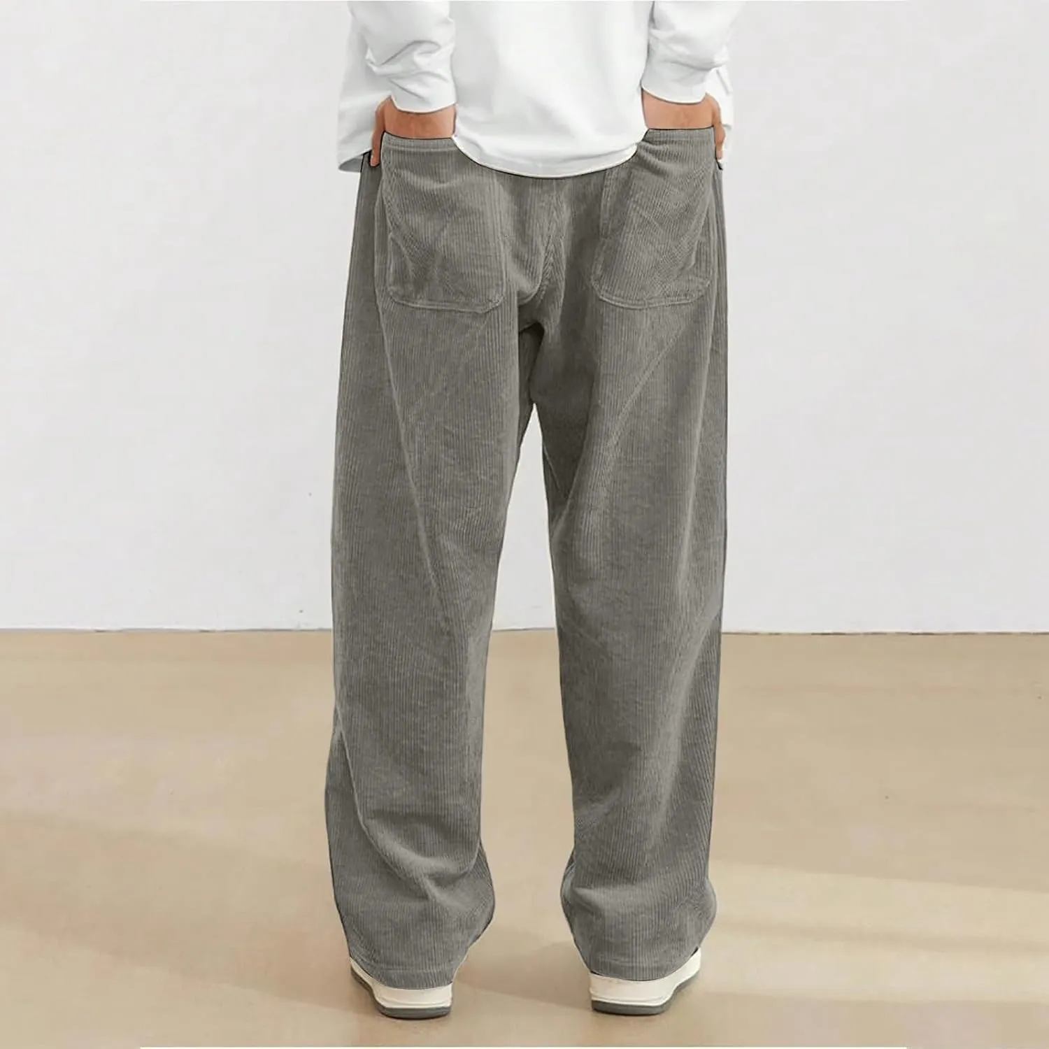 2025 Men's American High Waist Wide Leg Corduroy Casual Sports Pants