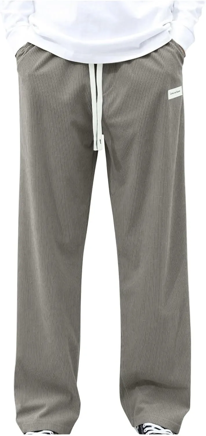 2025 Men's American High Waist Wide Leg Corduroy Casual Sports Pants