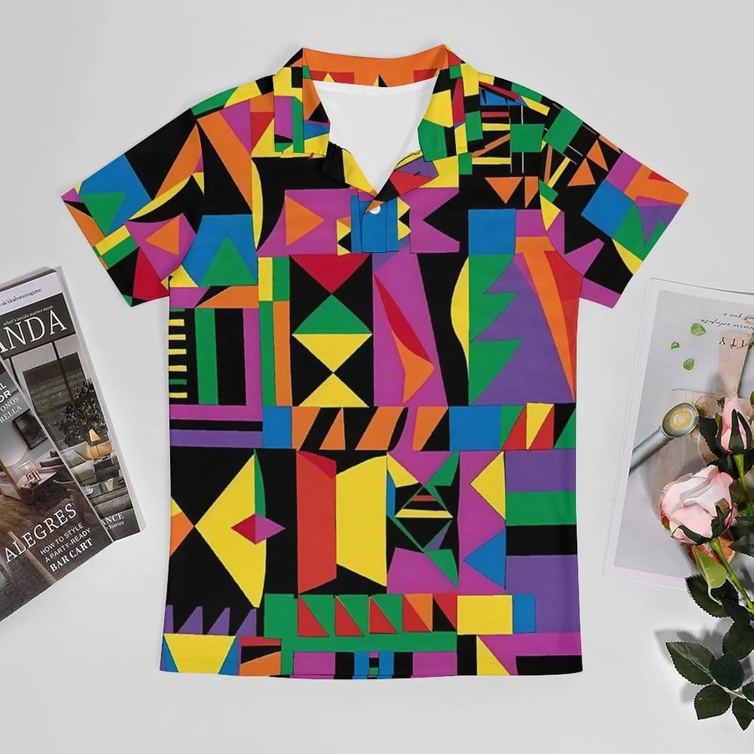 African Geometric Men's Polo Shirt Short Sleeve Print T Shirt Slim Fit Golf Shirt Collared Tee Casual Top