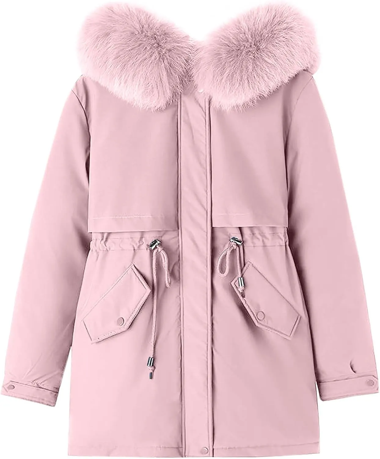 Akklian Long Winter Down Coat Womens Thicken Warm Fleece Lined Parkas Puffer Jacket Waterproof Outerwear with Faux Fur Hood