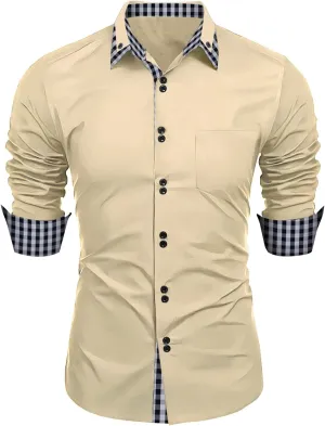 Alalaso Mens Long Sleeve Dress Shirts Classic Button Down Dress Shirt Regular Fit Casual Cotton Shirt Formal Business