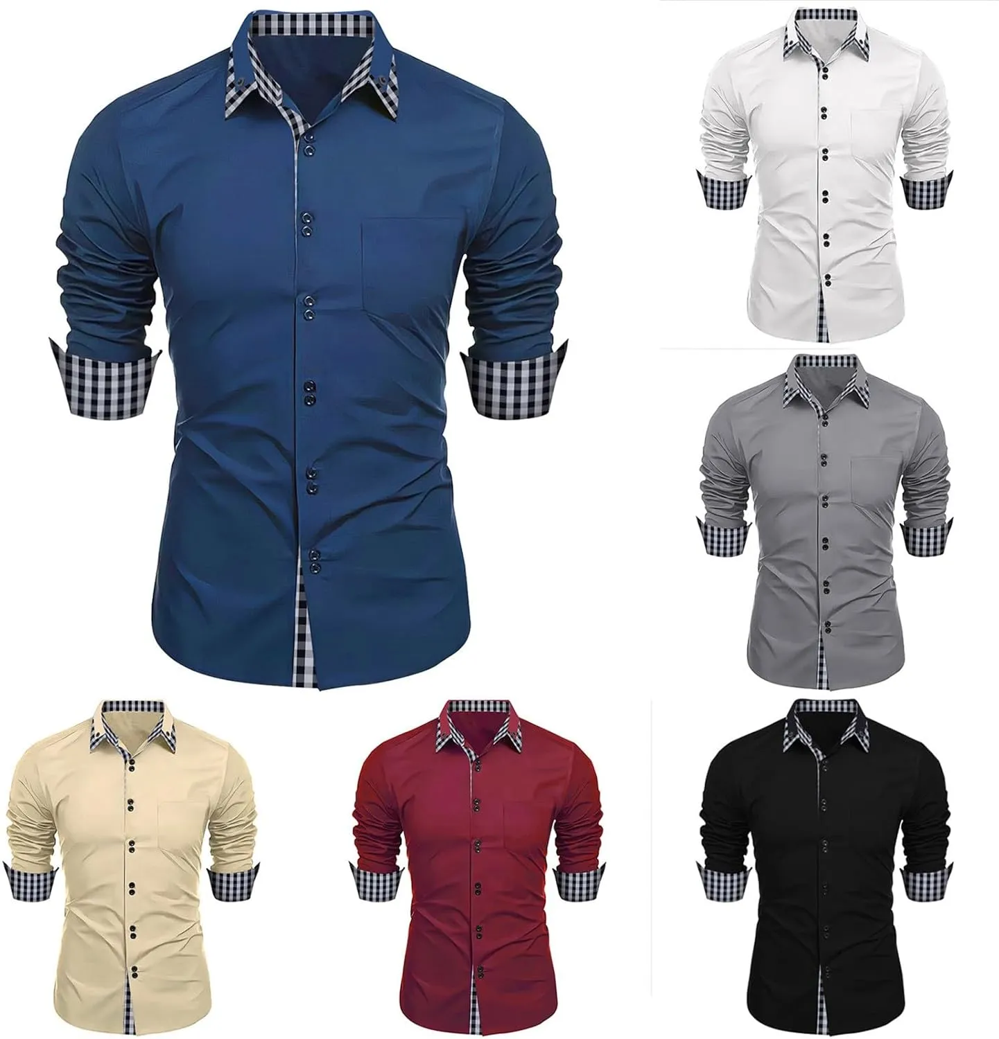 Alalaso Mens Long Sleeve Dress Shirts Classic Button Down Dress Shirt Regular Fit Casual Cotton Shirt Formal Business