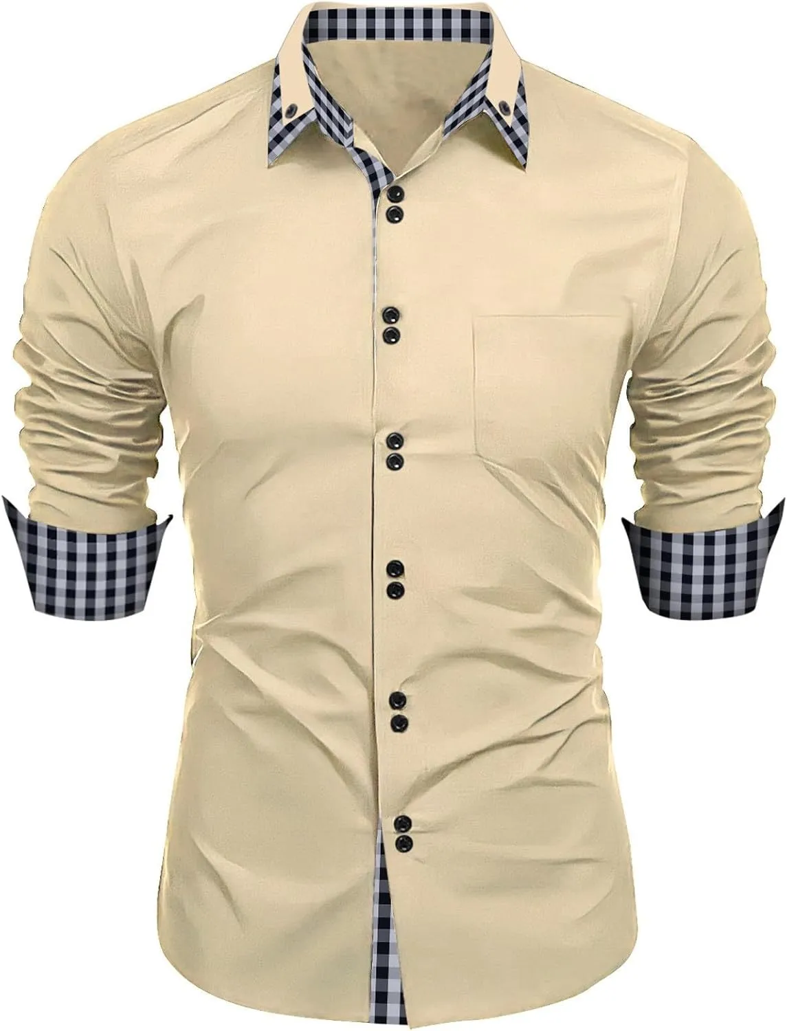 Alalaso Mens Long Sleeve Dress Shirts Classic Button Down Dress Shirt Regular Fit Casual Cotton Shirt Formal Business