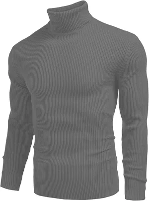Alalaso Men's Mock Turtleneck Sweater Slim Fit Lightweight Pullover Long Sleeve Solid Color Knitwear Ribbed Tops Fall Sweater