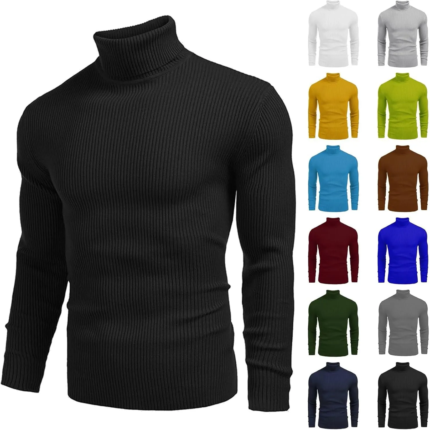 Alalaso Men's Mock Turtleneck Sweater Slim Fit Lightweight Pullover Long Sleeve Solid Color Knitwear Ribbed Tops Fall Sweater
