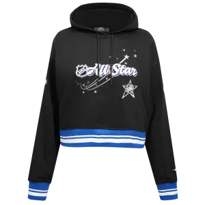 ALL TEAMS NHL ALL STAR 2024 WOMEN'S RIB FLEECE CROPPED PULLOVER HOODIE (BLACK/DODGER BLUE)