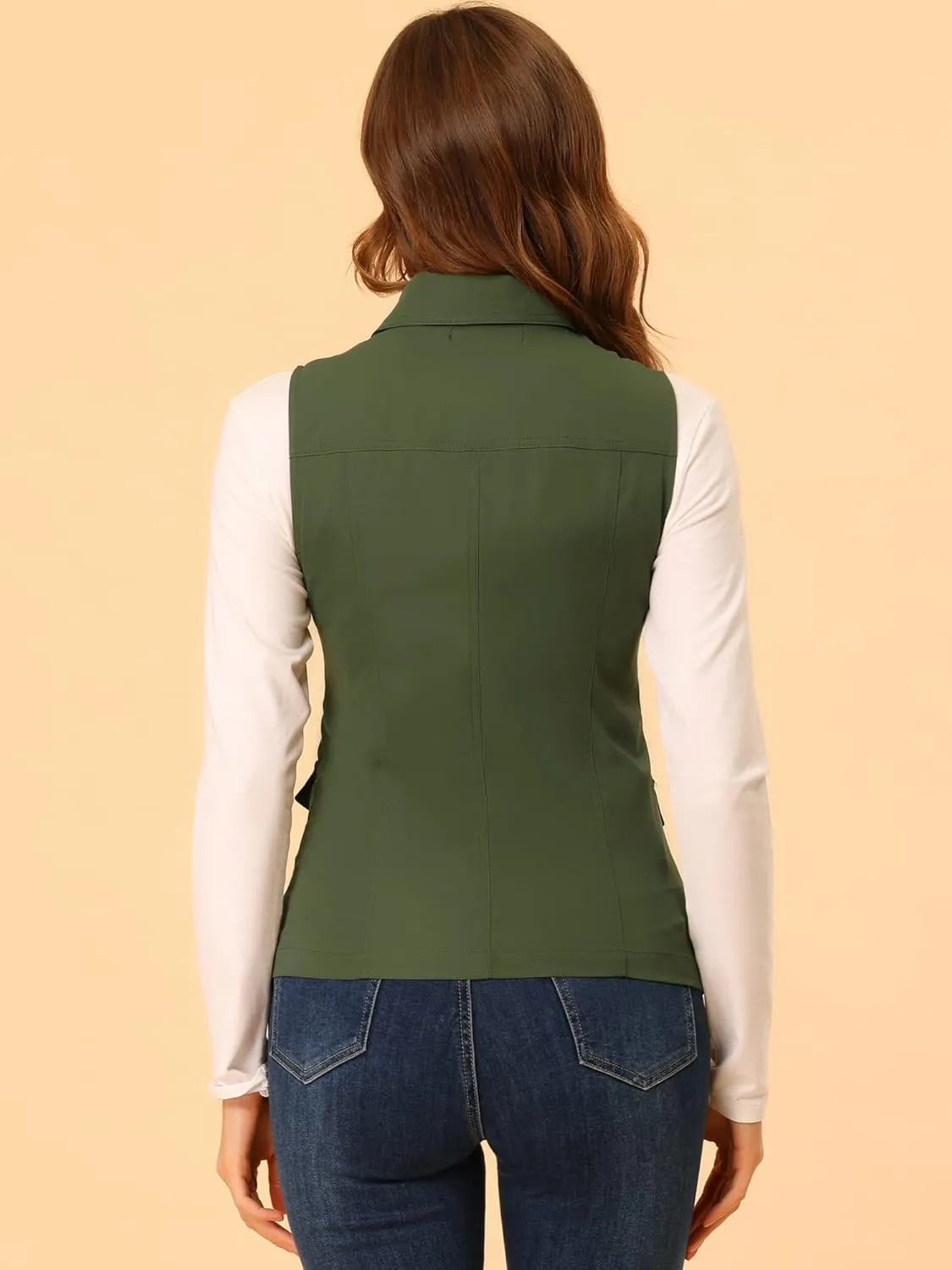 Allegra K Women's Travel Vest with Pockets Summer Sleeveless Cargo Utility Vest