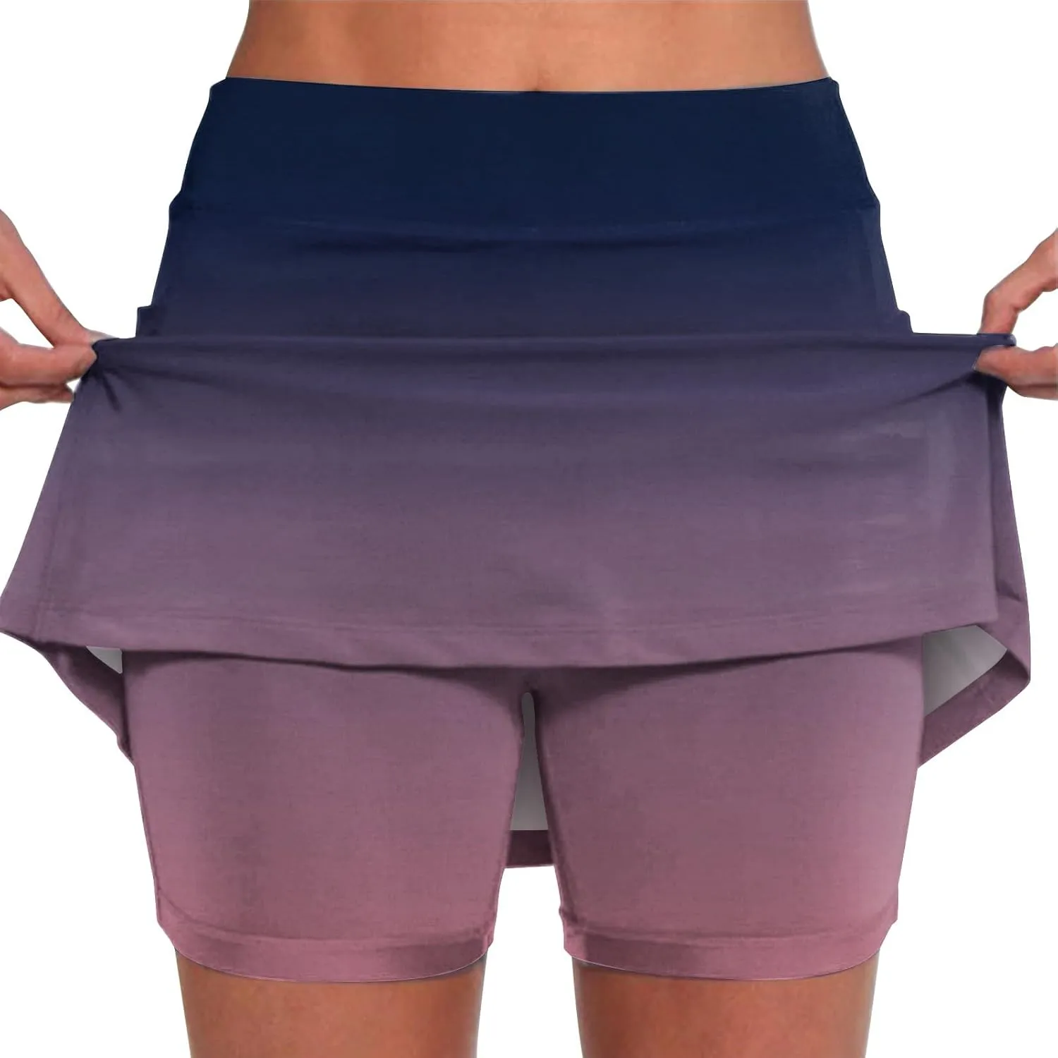 Athletic Skorts for Woman Elastic Tennis Yoga Shorts Hight Waist Solid/Gradient Skirts Tummy Control Skinny Joggers