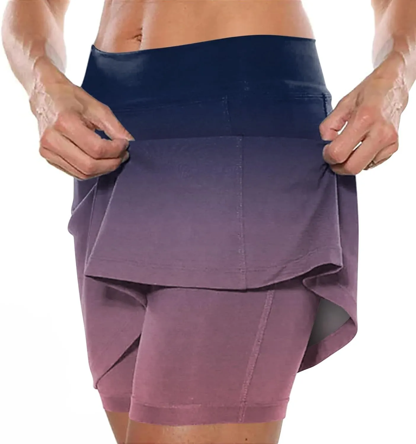 Athletic Skorts for Woman Elastic Tennis Yoga Shorts Hight Waist Solid/Gradient Skirts Tummy Control Skinny Joggers