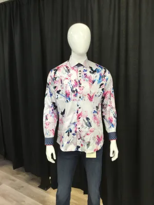 Au Noir TOLEMAN Mens L/S Dress Shirt Fuschia/Multi