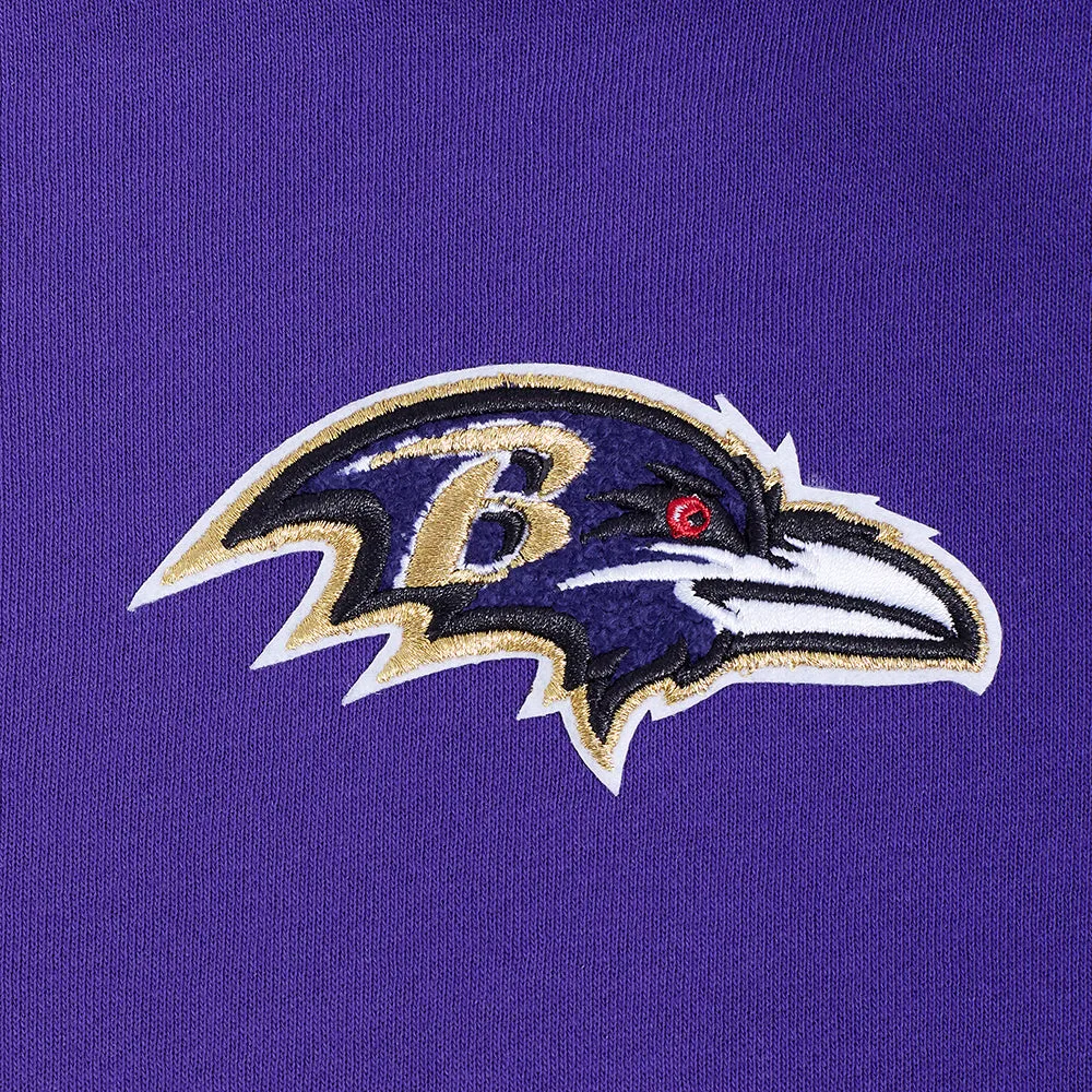 BALTIMORE RAVENS CLASSIC WOMEN'S FLC CROPPED PO HOODIE (PURPLE)