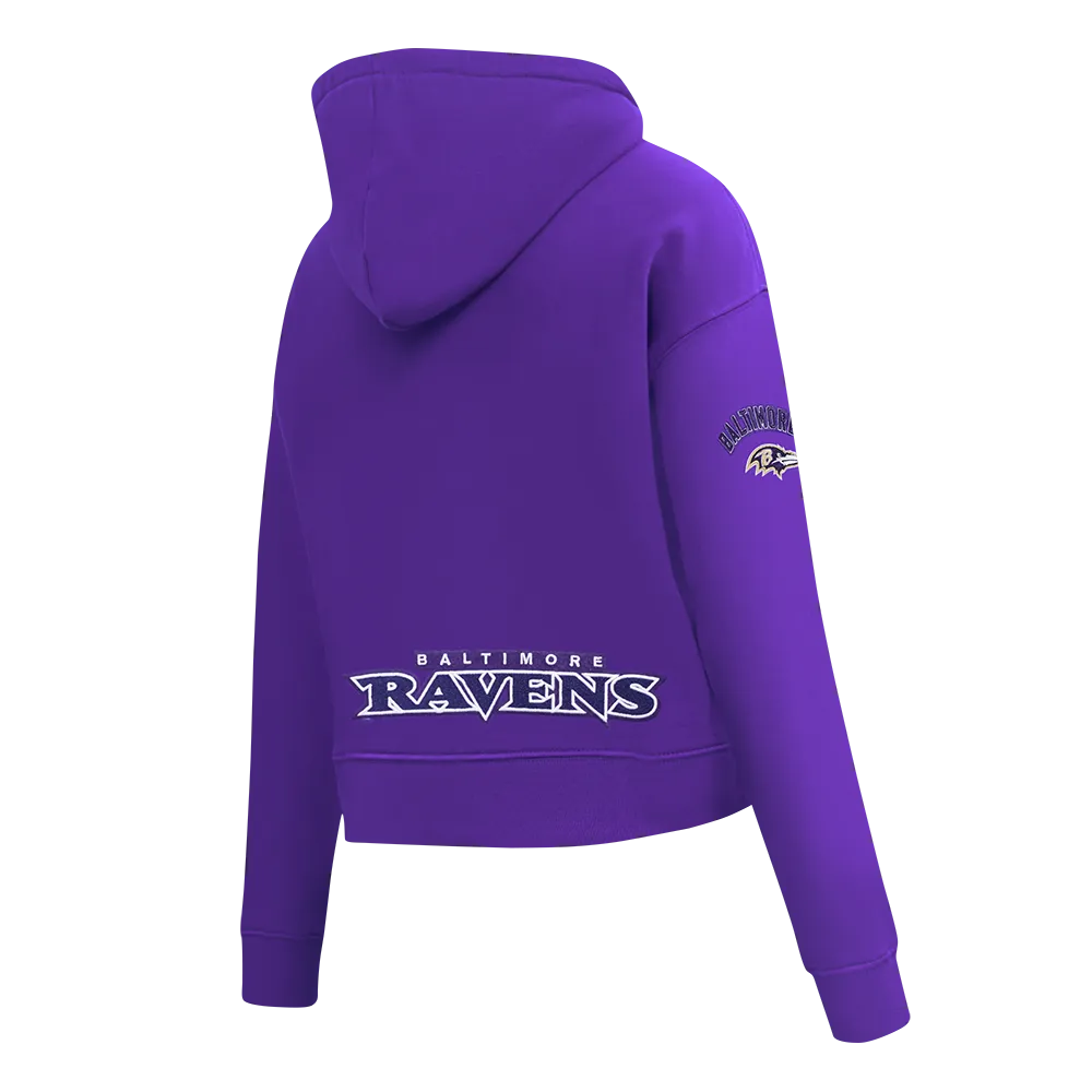 BALTIMORE RAVENS CLASSIC WOMEN'S FLC CROPPED PO HOODIE (PURPLE)