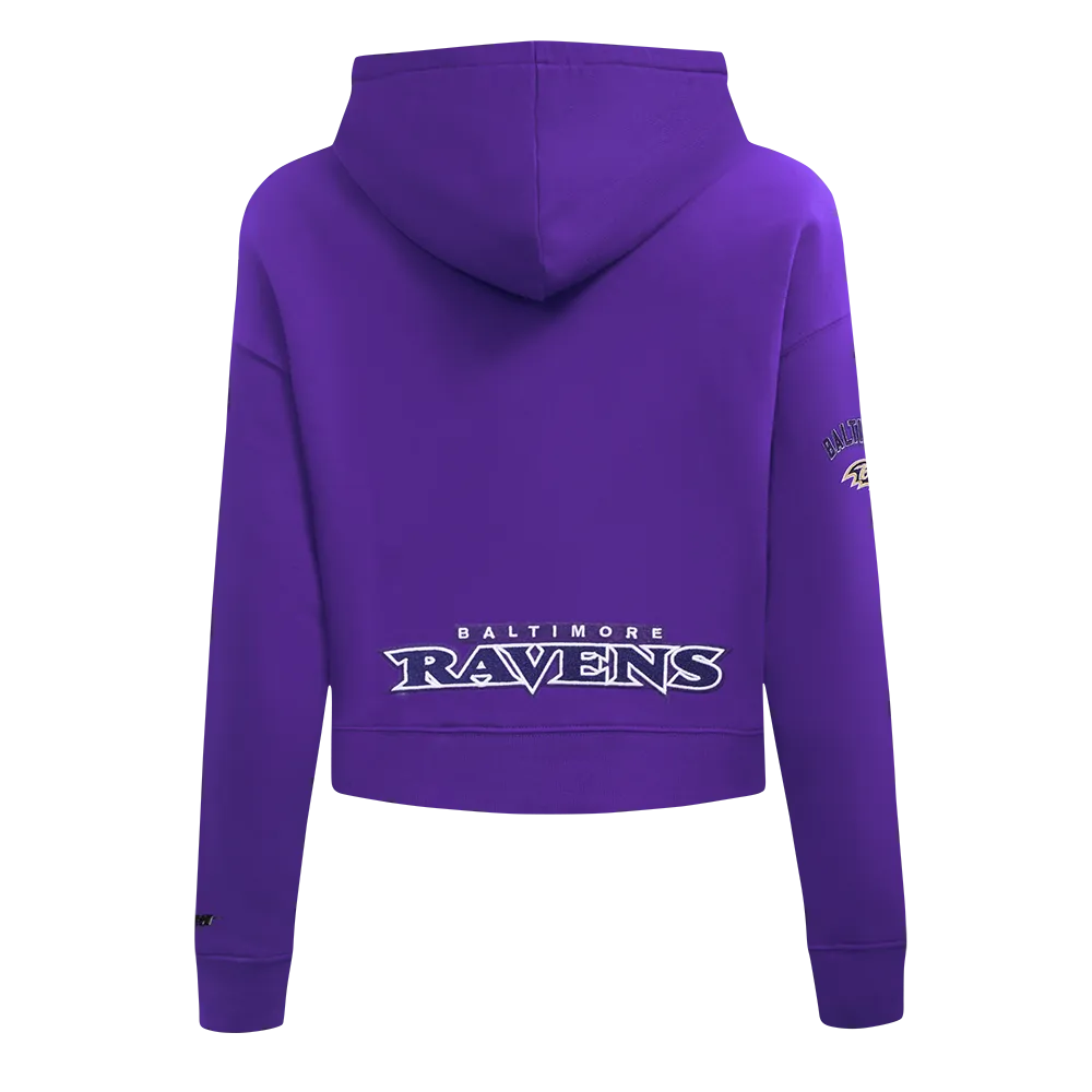 BALTIMORE RAVENS CLASSIC WOMEN'S FLC CROPPED PO HOODIE (PURPLE)