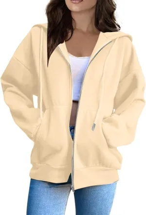 BDNXTV Womens Zip Up Hoodies Long Sleeve Sweatshirts Oversized Sweaters Casual Fashion Jackets Fall Outfits for Women 224