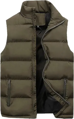 BIFUTON Men's Vest Casual Sleeveless Puffer Vest Puffy Down Jacket Sports Running Vest Travel Winter Coat Windbreaker Outwear