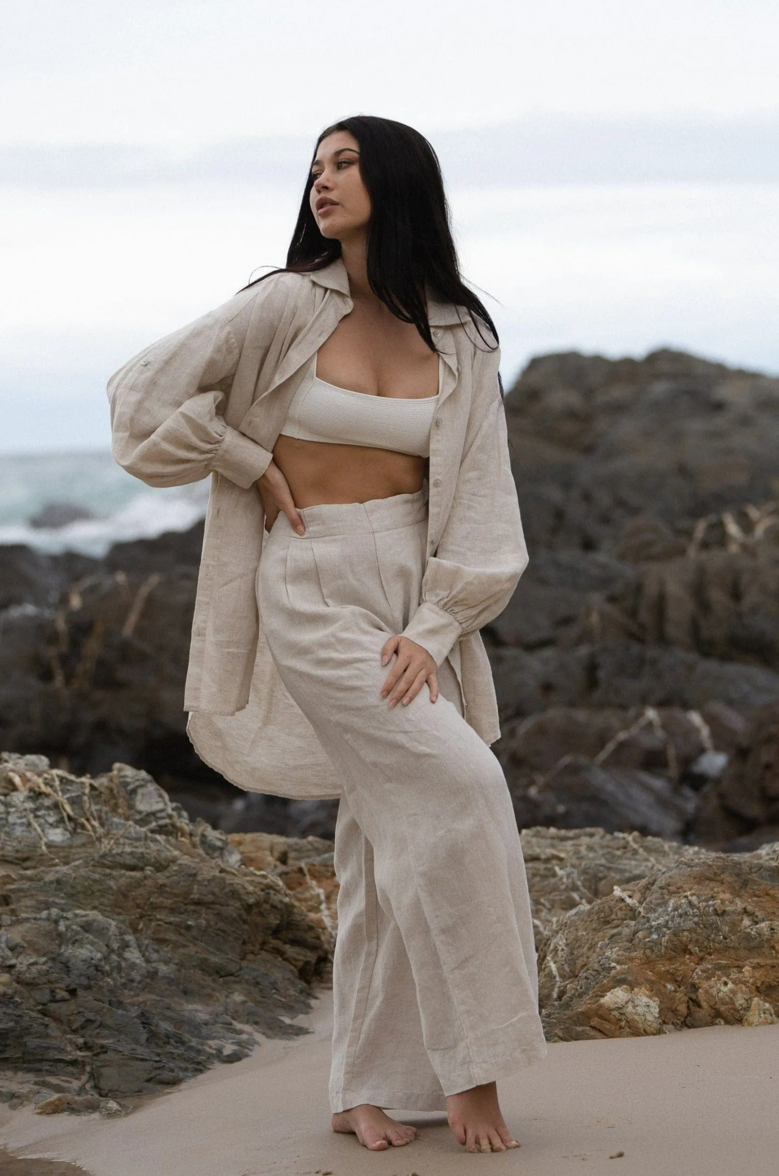 BILLIE OATMEAL LINEN SHIRT/DRESS