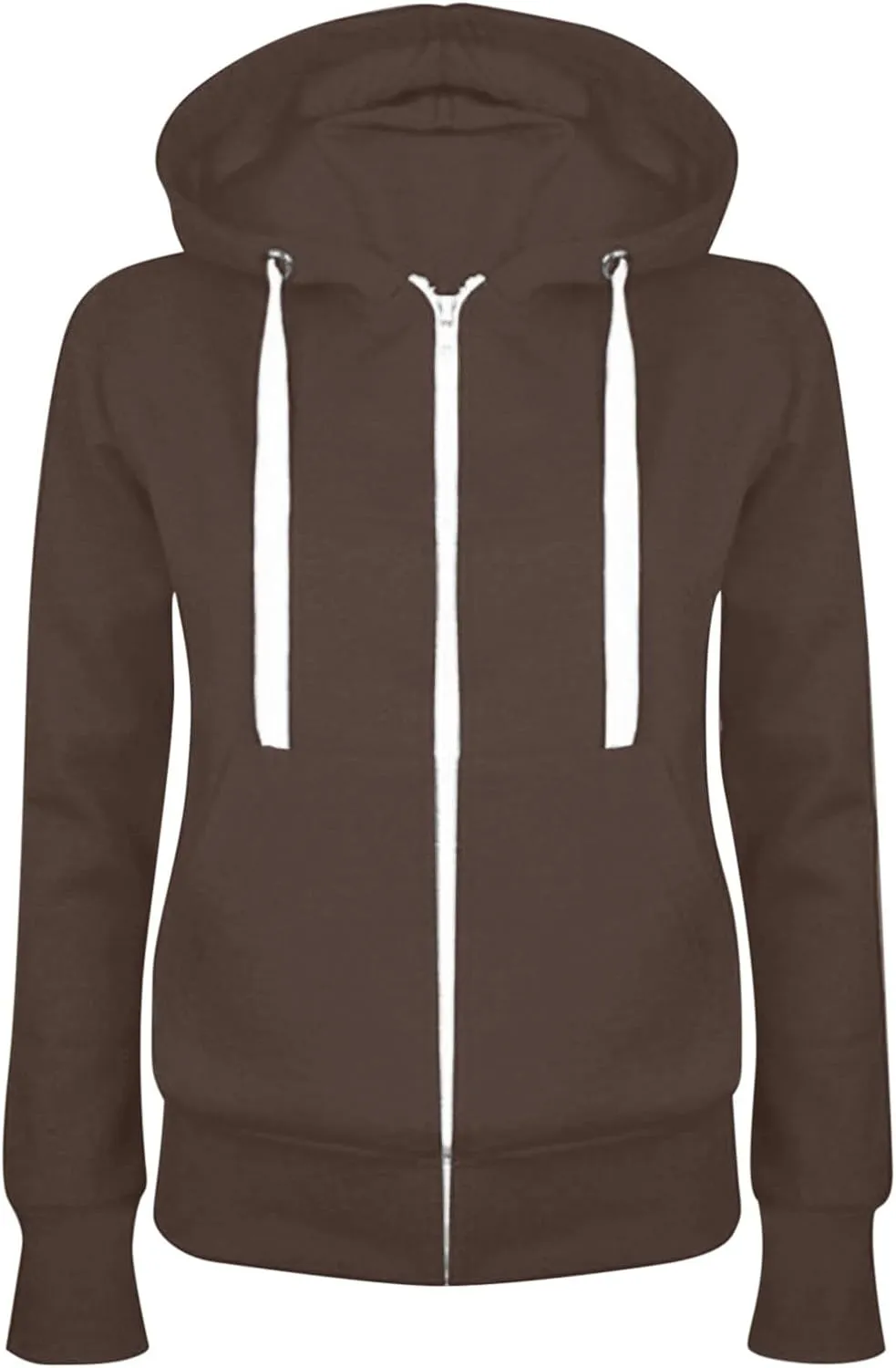 BOXIACEY Fleece Hoodie Women Zip Up Drawstring Jacket Long Sleeve Lightweight Hoodie Casual Hooded Jacket with Pockets
