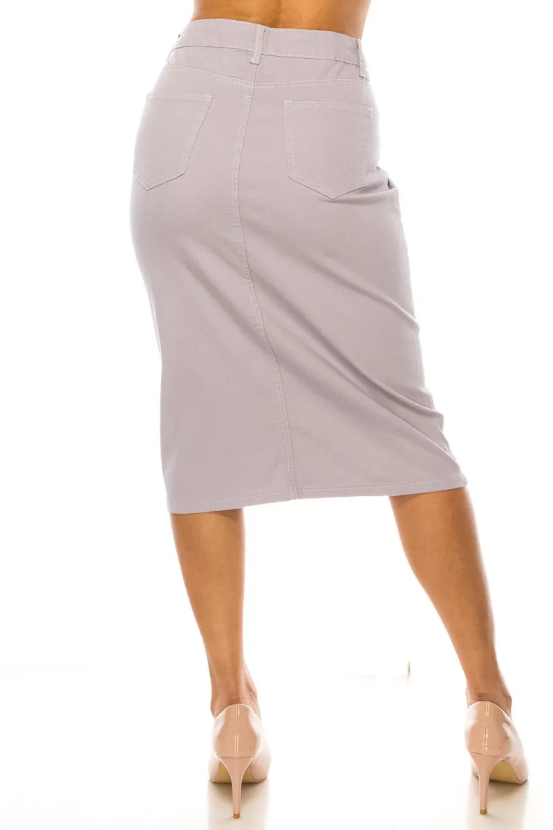 Brooklyn Twill Skirt in Lavender- Misses and Plus (L-XL, 3X)