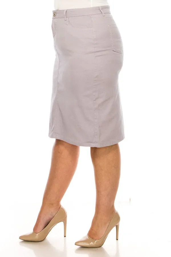 Brooklyn Twill Skirt in Lavender- Misses and Plus (L-XL, 3X)
