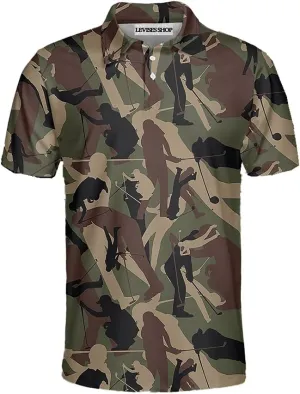 Camo Golf Polo Shirt, Camouflage Golf Polo Shirt, Military Polo Shirt, Camo Golf Shirt for Men, Mens Polo Shirts for Gifts, Short Sleeve Men's Shirt