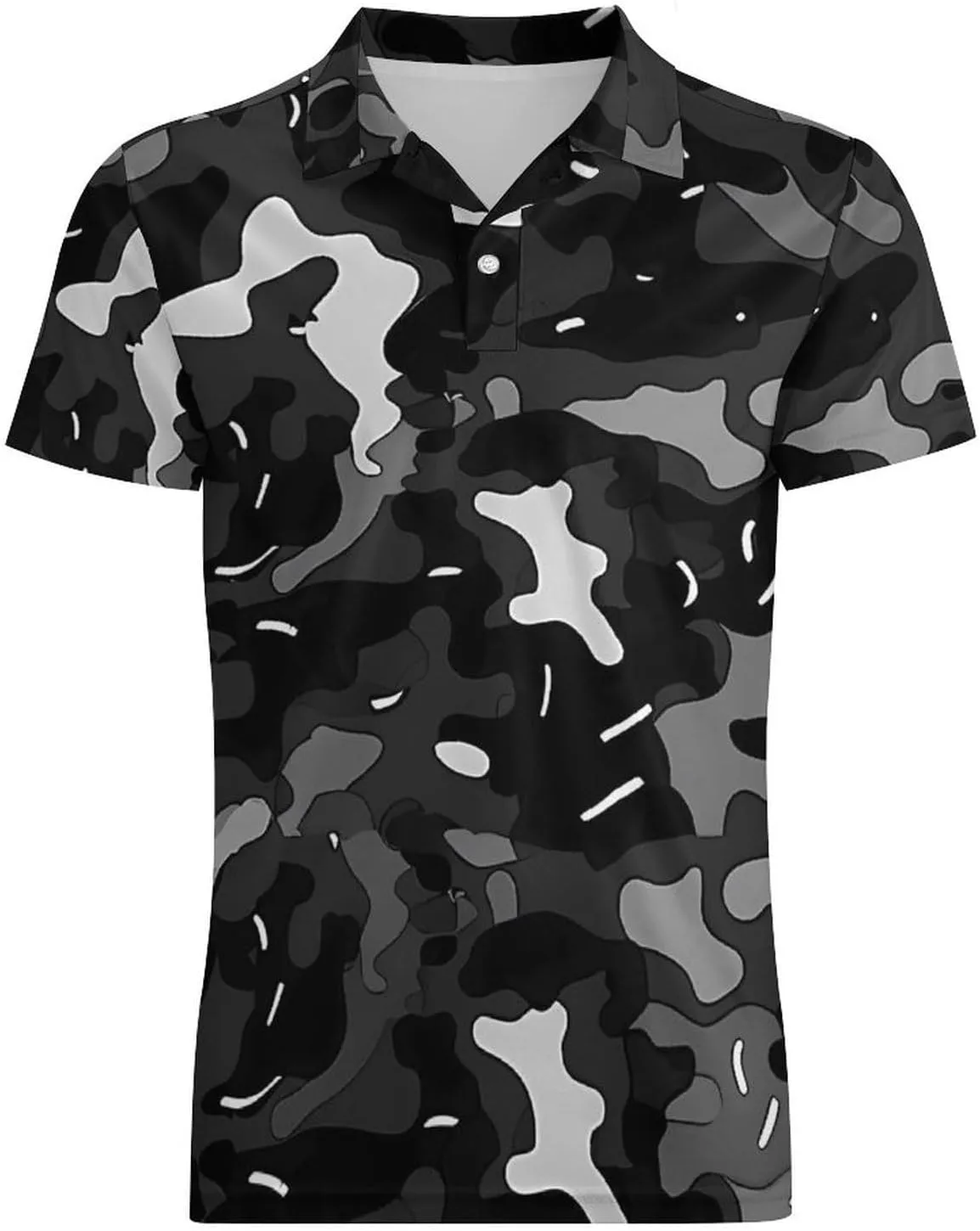 Camouflage Men's Polo Shirt Short Sleeve Print T Shirt Slim Fit Golf Shirt Collared Tee Casual Top