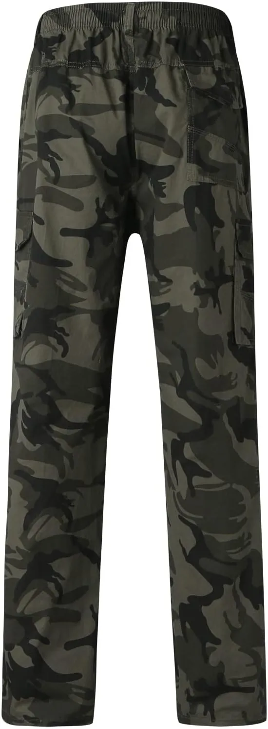 Cargo Pants for Men Big and Tall, Cargo Fleece Sweatpants Stretch Elastic Waist Jogger Sports Pants Drawstring Sports
