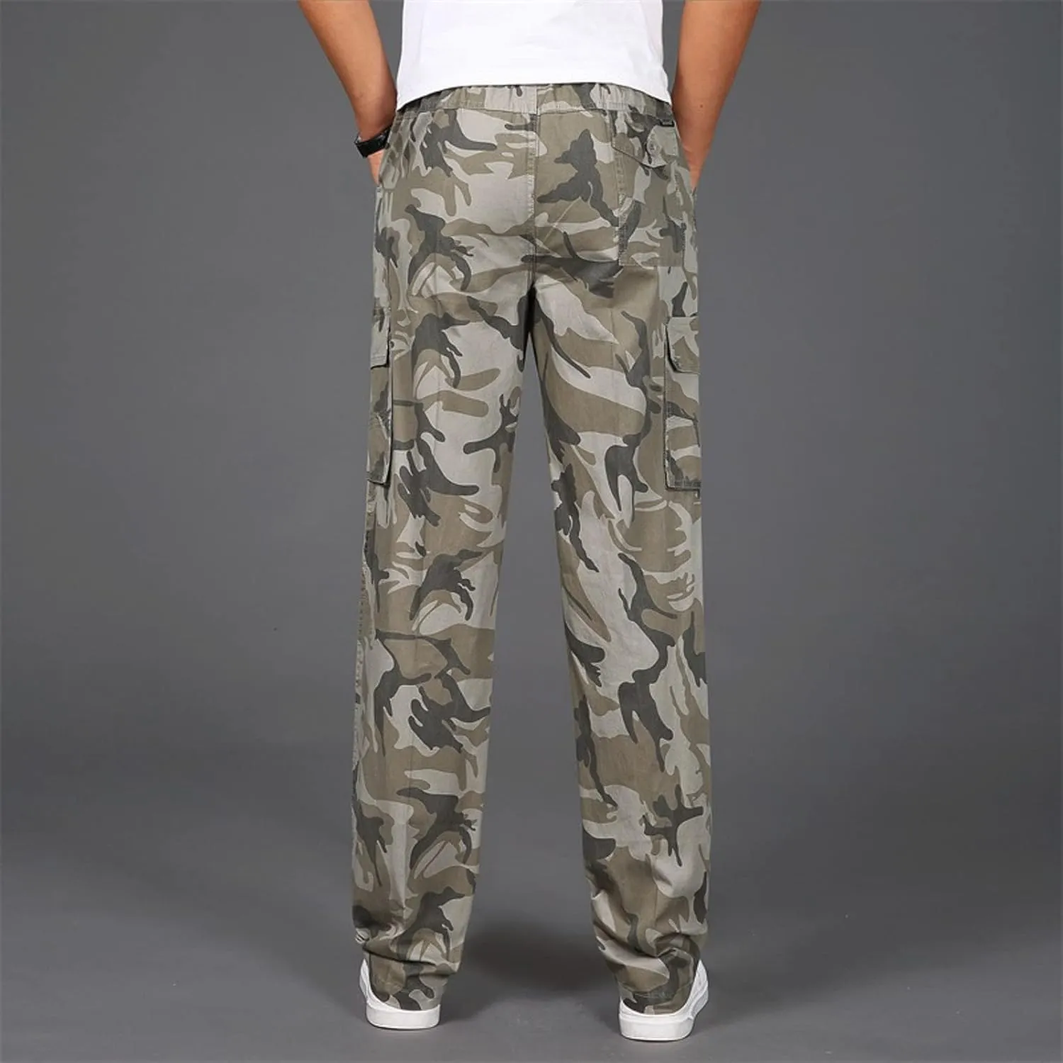 Cargo Pants for Men Big and Tall, Cargo Fleece Sweatpants Stretch Elastic Waist Jogger Sports Pants Drawstring Sports