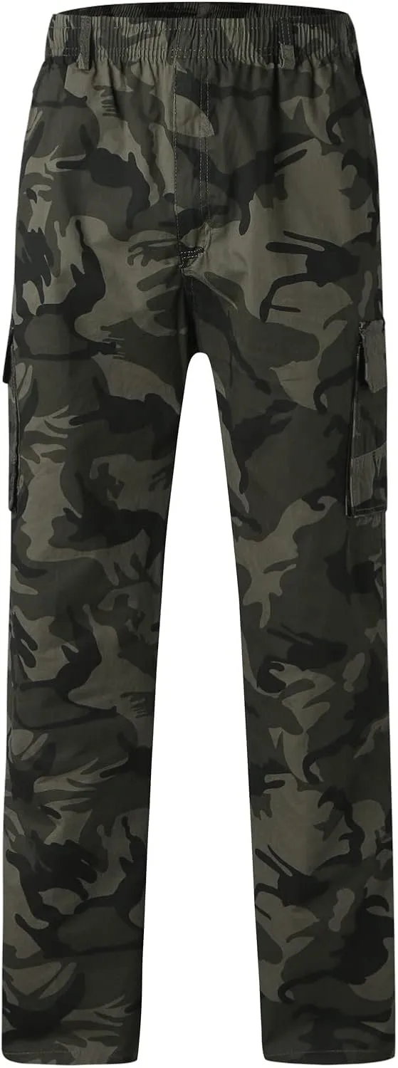 Cargo Pants for Men Big and Tall, Cargo Fleece Sweatpants Stretch Elastic Waist Jogger Sports Pants Drawstring Sports