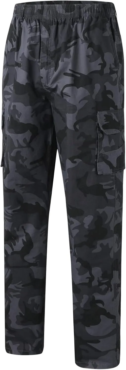 Cargo Pants for Men Big and Tall, Cargo Fleece Sweatpants Stretch Elastic Waist Jogger Sports Pants Drawstring Sports
