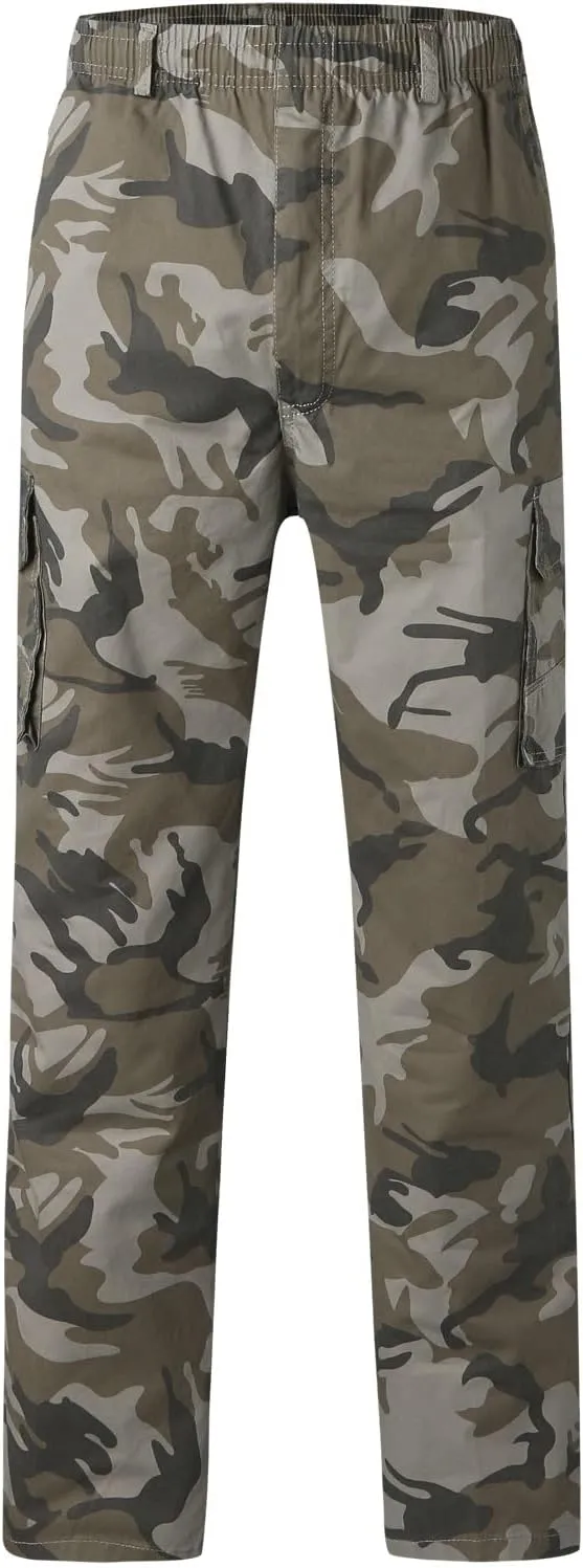 Cargo Pants for Men Big and Tall, Cargo Fleece Sweatpants Stretch Elastic Waist Jogger Sports Pants Drawstring Sports