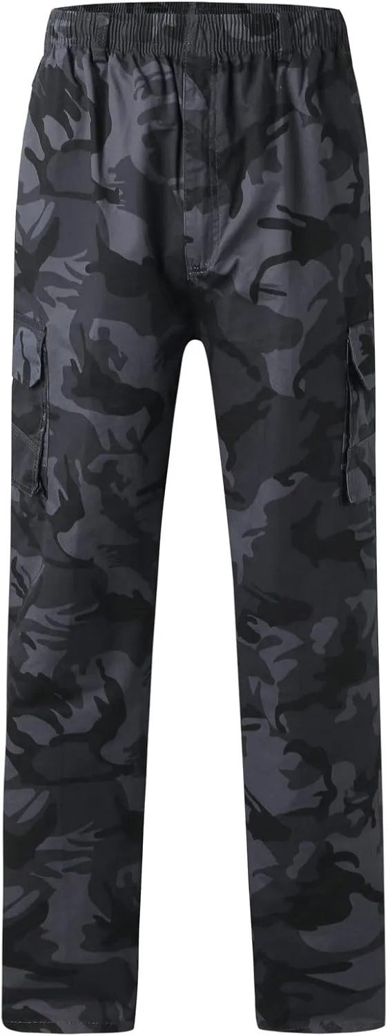Cargo Pants for Men Big and Tall, Cargo Fleece Sweatpants Stretch Elastic Waist Jogger Sports Pants Drawstring Sports