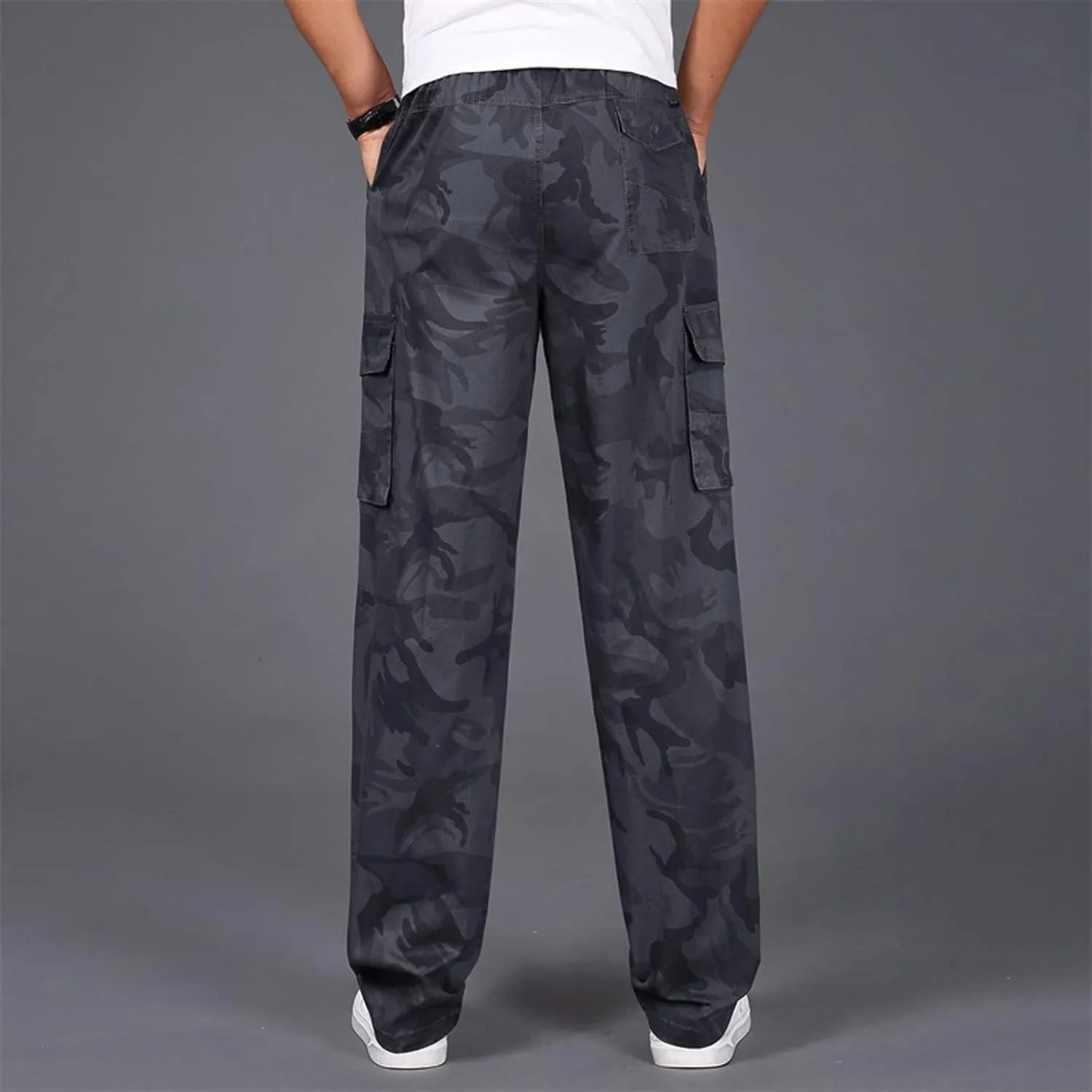 Cargo Pants for Men Big and Tall, Cargo Fleece Sweatpants Stretch Elastic Waist Jogger Sports Pants Drawstring Sports