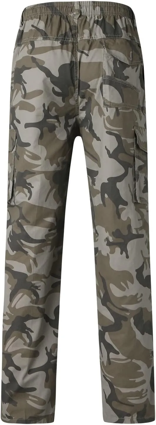 Cargo Pants for Men Big and Tall, Cargo Fleece Sweatpants Stretch Elastic Waist Jogger Sports Pants Drawstring Sports