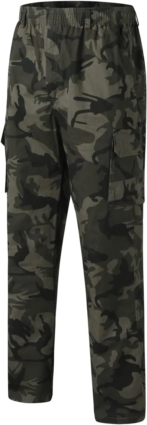 Cargo Pants for Men Big and Tall, Cargo Fleece Sweatpants Stretch Elastic Waist Jogger Sports Pants Drawstring Sports