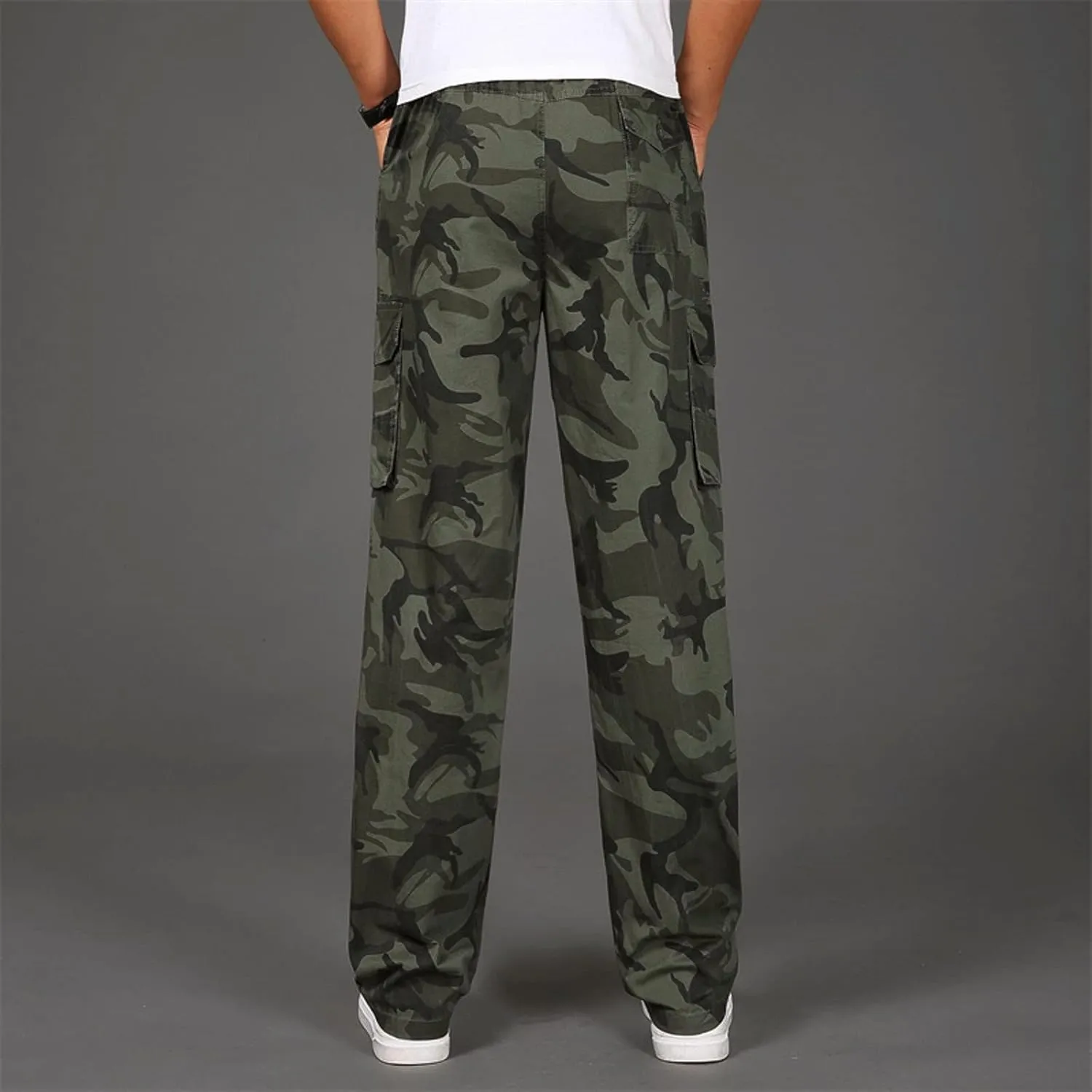 Cargo Pants for Men Big and Tall, Cargo Fleece Sweatpants Stretch Elastic Waist Jogger Sports Pants Drawstring Sports