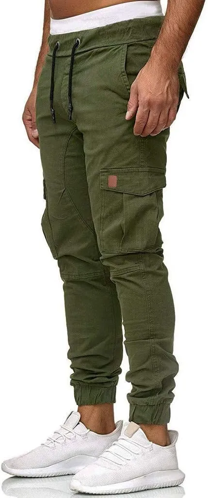 Cargo Pants for Men Relaxed Fit Sweatpants Stretch Elastic Waist Multiple Pockets Sports Pants Fitness Sports Trouser