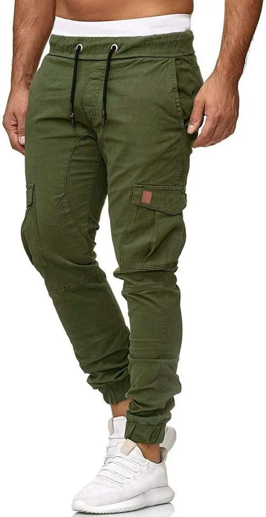 Cargo Pants for Men Relaxed Fit Sweatpants Stretch Elastic Waist Multiple Pockets Sports Pants Fitness Sports Trouser