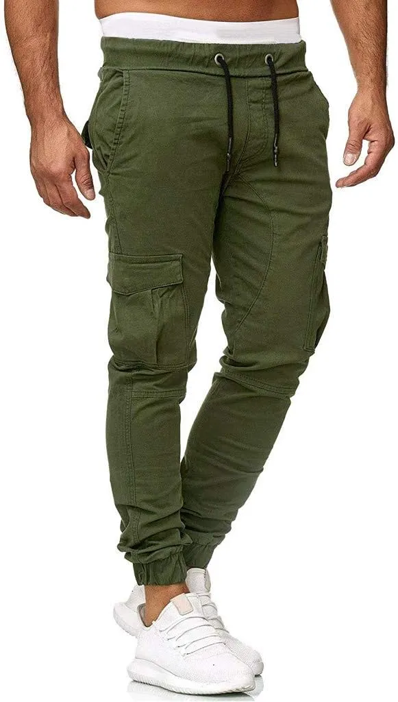 Cargo Pants for Men Relaxed Fit Sweatpants Stretch Elastic Waist Multiple Pockets Sports Pants Fitness Sports Trouser