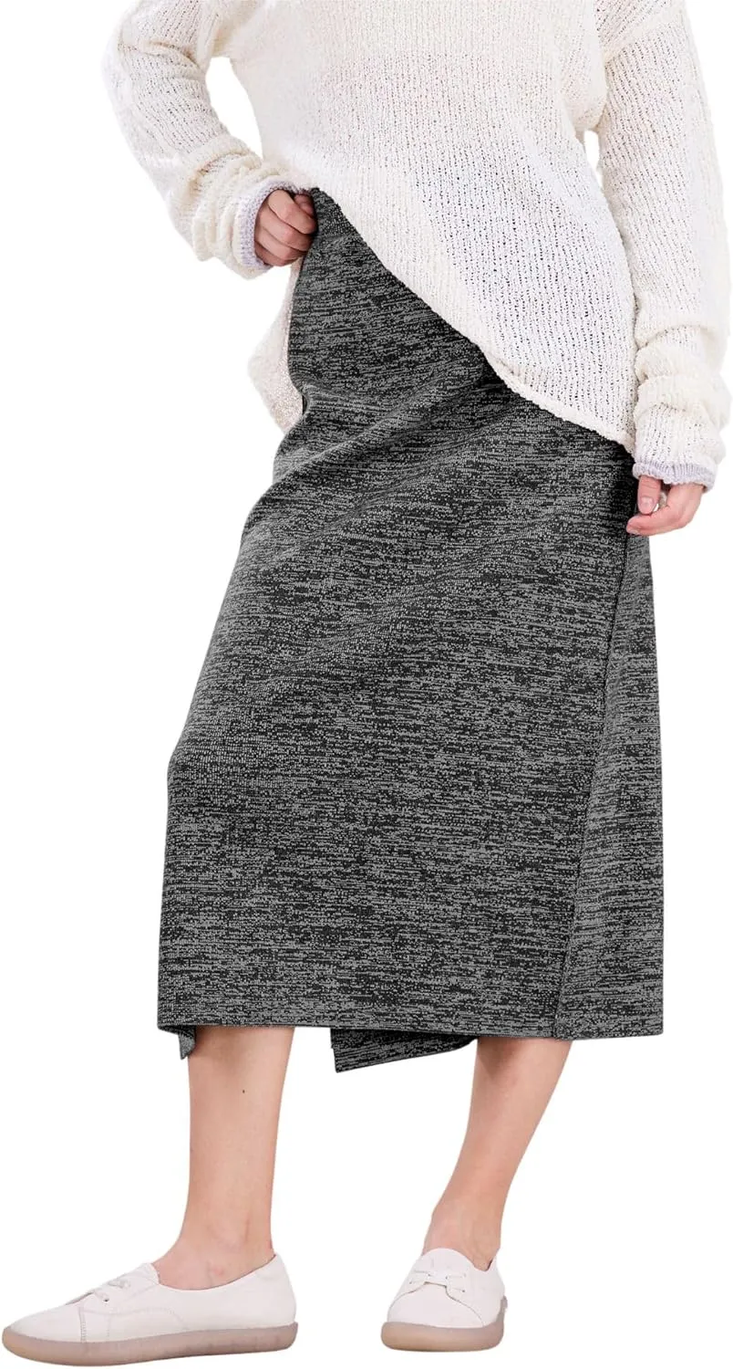 CHARTOU Women Fall Winter Stretchy Knit Skirt Side Slit Pencil Long Sweater Skirt