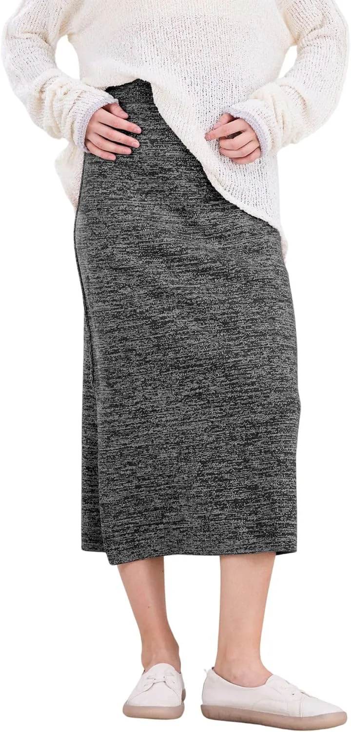 CHARTOU Women Fall Winter Stretchy Knit Skirt Side Slit Pencil Long Sweater Skirt