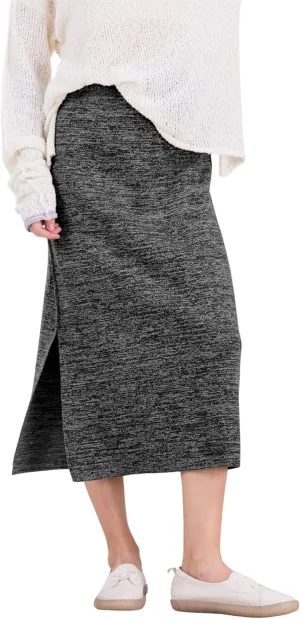 CHARTOU Women Fall Winter Stretchy Knit Skirt Side Slit Pencil Long Sweater Skirt