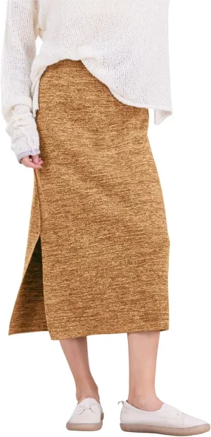 CHARTOU Women Fall Winter Stretchy Knit Skirt Side Slit Pencil Long Sweater Skirt