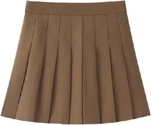CHONG FENG XIA Women's Slim Fit High-Waisted Woolen A-Line Pleated Skirt, Fall and Winter