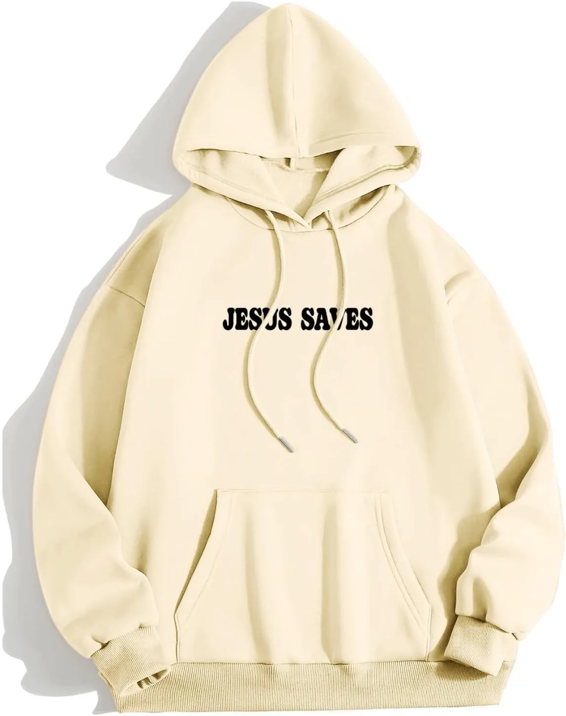 Christian Hoodie for Men Jesus Saves Letter Print Pullover Tops with Pocket Inspirational Long Sleeve Fall Hooded Sweatshirt