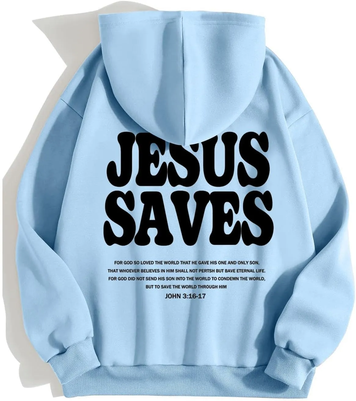 Christian Hoodie for Men Jesus Saves Letter Print Pullover Tops with Pocket Inspirational Long Sleeve Fall Hooded Sweatshirt