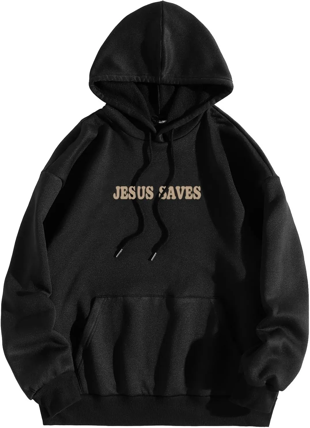 Christian Hoodie for Men Jesus Saves Letter Print Pullover Tops with Pocket Inspirational Long Sleeve Fall Hooded Sweatshirt